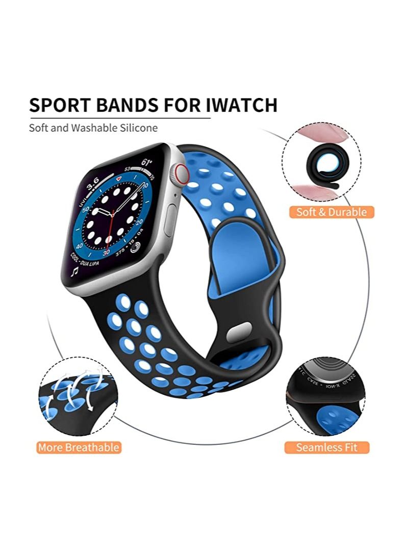 حزام سوار رياضي من السيليكون لساعة Apple مقاس 41 مم / 40 مم / 38 مم سلسلة 8/7/6/5/4/3/2/1 / SE سوار معصم بديل متوافق مع 41 مم / 40 مم / 38 مم - Image 2
