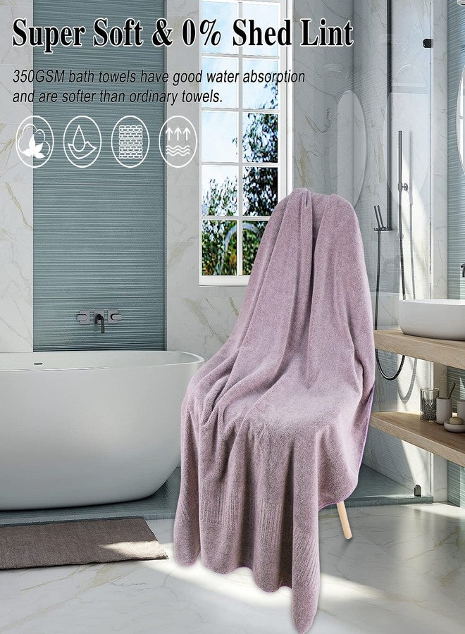 SEISSO Bath Towels 4 Pack Large Bathroom Bamboo Viscose Towels 35” x 63” Plush Soft Bath Towel for Shower Extra Absorbent Jumbo Bath Sheet - Multipurpose Use as Sports, Travel, Fitness, Yoga (Purple) - Image 2