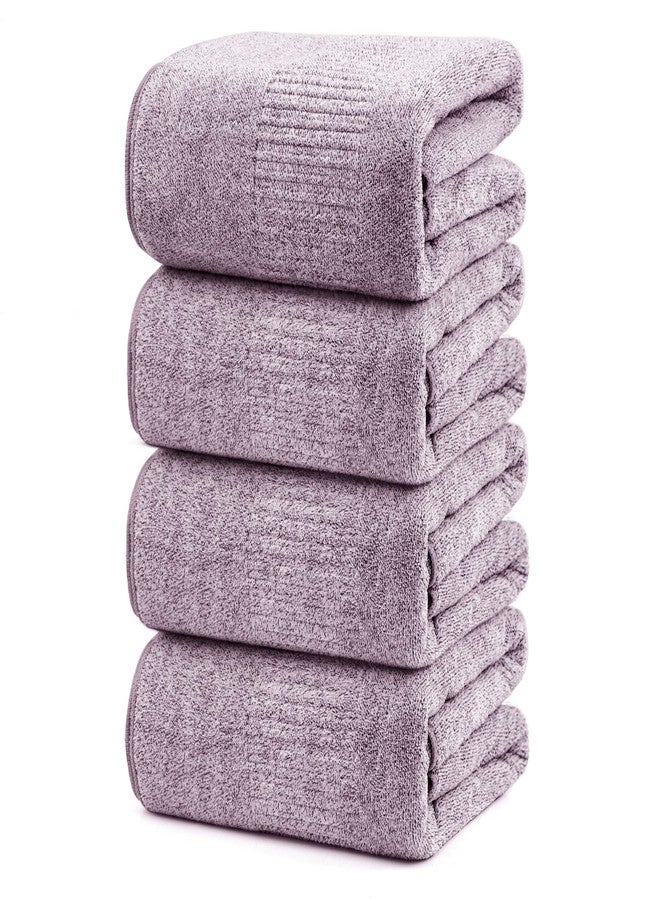 SEISSO Bath Towels 4 Pack Large Bathroom Bamboo Viscose Towels 35” x 63” Plush Soft Bath Towel for Shower Extra Absorbent Jumbo Bath Sheet - Multipurpose Use as Sports, Travel, Fitness, Yoga (Purple) - Image 1