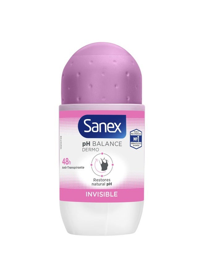 Sanex Dermo Invisible Roll-On Antiperspirant 6x50ml , antiperspirant deodorant , up to 48-hour sweat and odour protection , anti-stain protection , restores skin's natural pH , dermatologically tested - Image 2