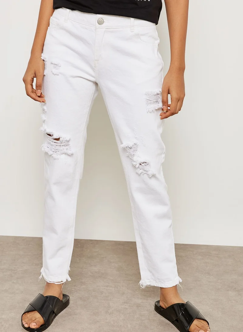 Reserved Ankle Grazer Ripped Jeans