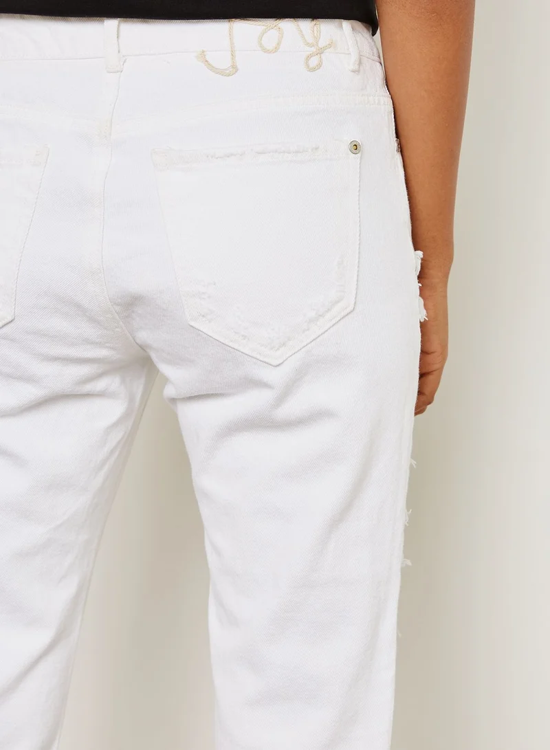 Reserved Ankle Grazer Ripped Jeans