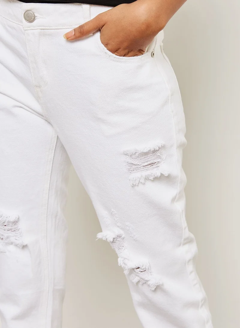Reserved Ankle Grazer Ripped Jeans