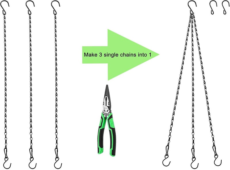Sersberg Chain for Hanging Plants,21 Inch Black Hanging Chain, Small Hanging Basket Chain Kits with Hooks for Bird Feeder Hanging Basket Extender Porch Wind Chime (Black, 21 Inch-6PCS) - Image 4