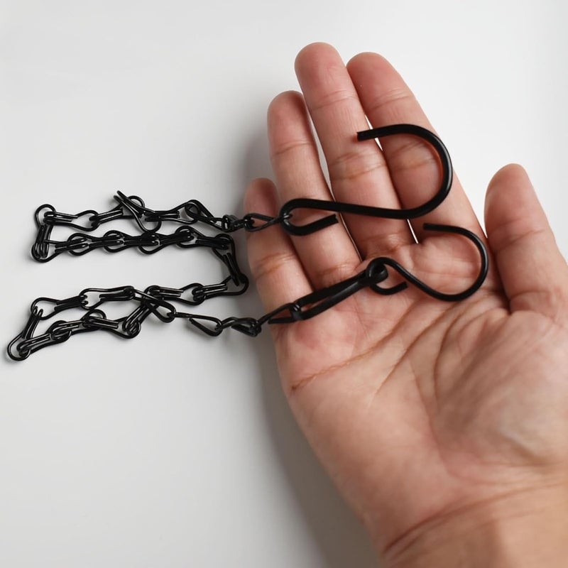 Sersberg Chain for Hanging Plants,21 Inch Black Hanging Chain, Small Hanging Basket Chain Kits with Hooks for Bird Feeder Hanging Basket Extender Porch Wind Chime (Black, 21 Inch-6PCS) - Image 3