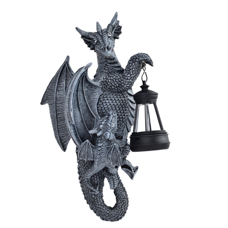 Creative Dragon Statue Wall Mount Dragon Hug Tree Solar Light for Garden Sculpture Decor - Image 2