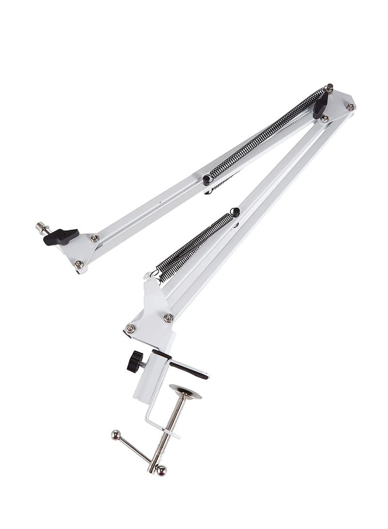 Microphone Stand Broadcast Studio Mic Suspension Boom Scissor Arm Stand (White)  - Image 1
