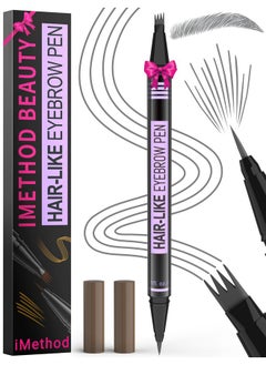 iMethod Eyebrow Pen - Eyebrow Pencil Magic 2-In-1 Eye Brow Pencils For Women With 4-Fork-Tip And Precise Brush-Tip Create Natural Hair-Like Brows, Last All Day, Microblading Eyebrow Pen, Grey  - Image 1