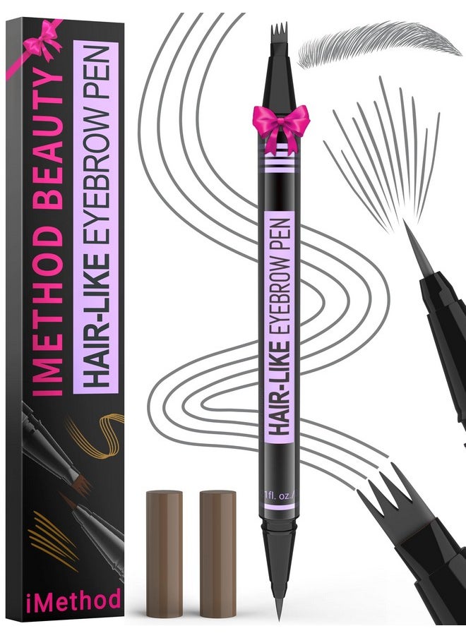iMethod - Eyebrow Pen - Eyebrow Pencil Magic 2-In-1 Eye Brow Pencils For Women With 4-Fork-Tip And Precise Brush-Tip Create Natural Hair-Like Brows, Last All Day, Microblading Eyebrow Pen, Grey - Image 1