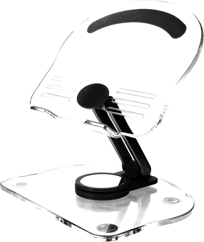 Rotatable Acrylic Tablet Stand Foldable Adjustable Holder for Desk Desktop Use, Universal Anti-Slip Black Tablet Bracket Organizer for Office and Home - Image 1