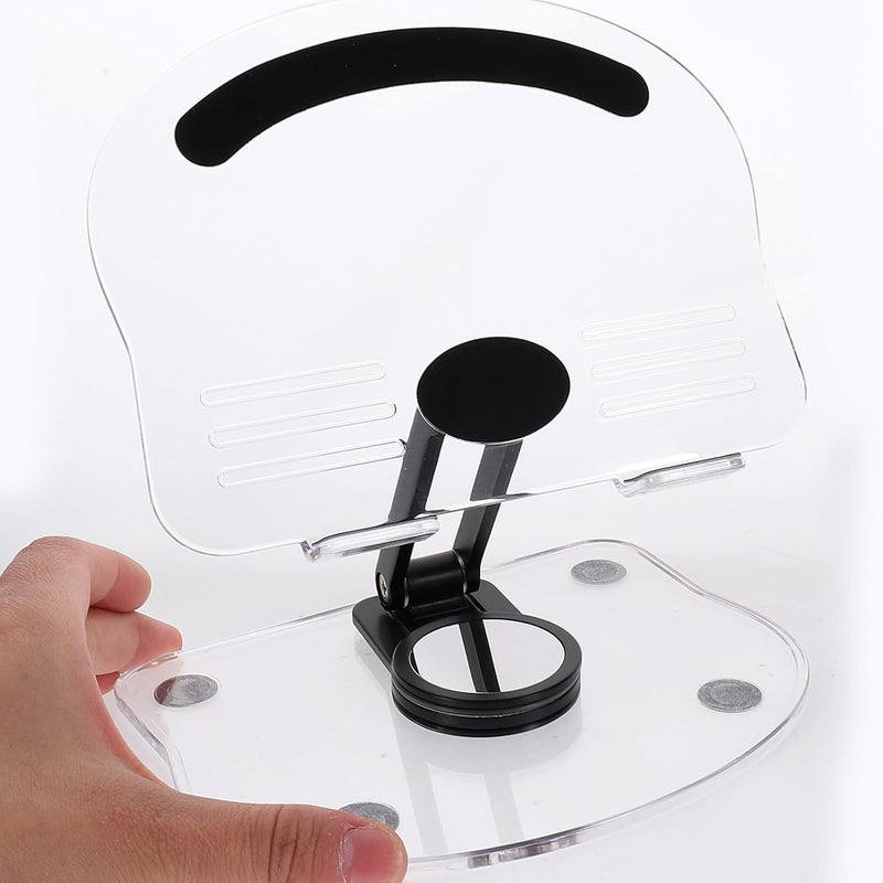 Rotatable Acrylic Tablet Stand Foldable Adjustable Holder for Desk Desktop Use, Universal Anti-Slip Black Tablet Bracket Organizer for Office and Home - Image 4