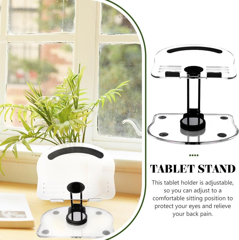 Rotatable Acrylic Tablet Stand Foldable Adjustable Holder for Desk Desktop Use, Universal Anti-Slip Black Tablet Bracket Organizer for Office and Home - Image 3