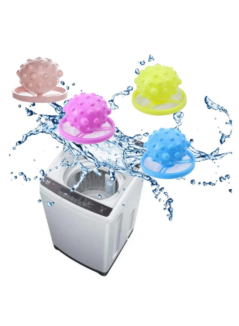 Hihonor 4 PC Flower-Type Washing Machine Floating Lint Mesh Bag Hair Filter Net Pouch, Floating pet Fur Catcher，Floating Washing Machine Filter Washer Lint Trap (spherical)  - Image 1
