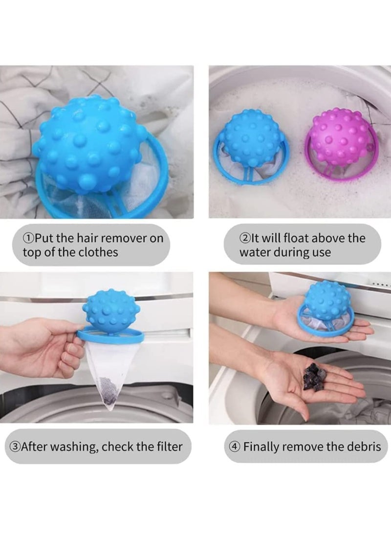 Hihonor 4 PC Flower-Type Washing Machine Floating Lint Mesh Bag Hair Filter Net Pouch, Floating pet Fur Catcher，Floating Washing Machine Filter Washer Lint Trap (spherical)  - Image 2