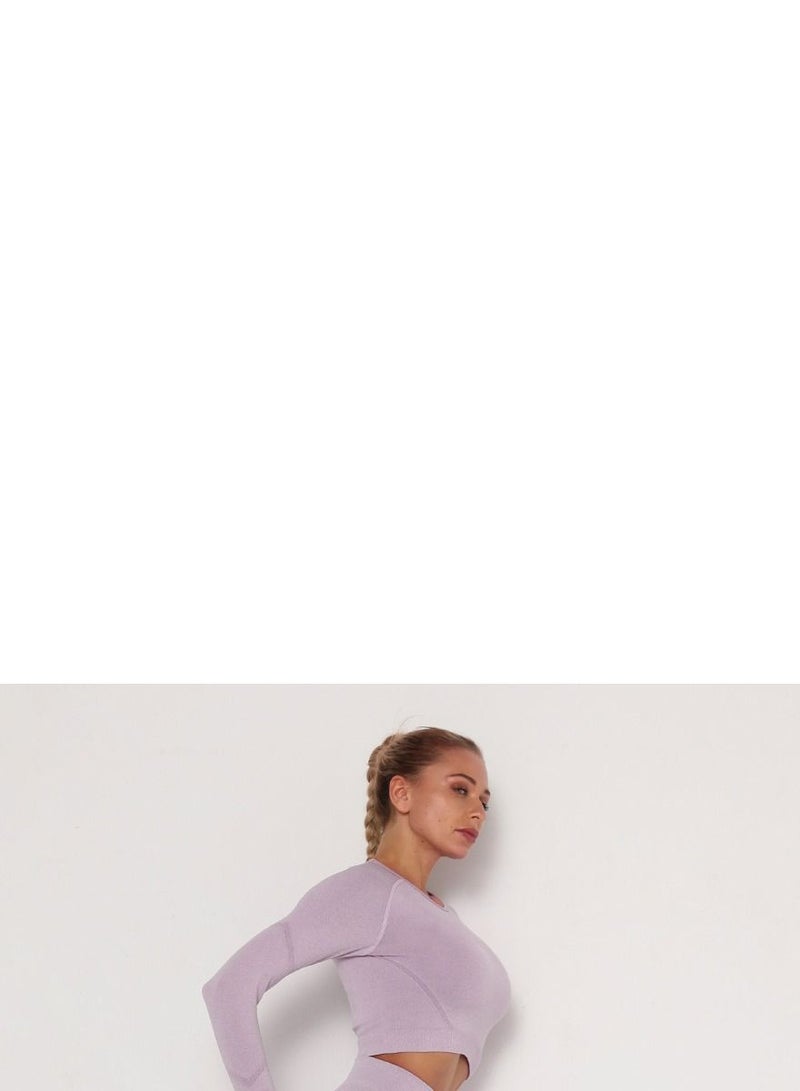 Loquat High Waist Tight-Fitting Sports Set Light Purple  - Image 2