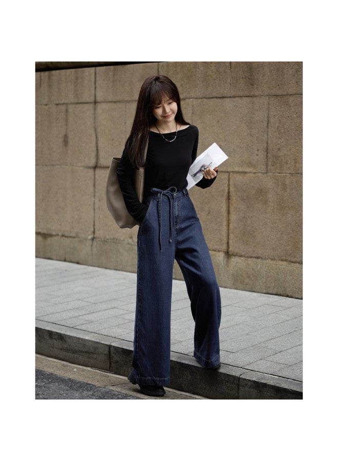 Mt Autumn Lightweight French Wide-edge Boat Collar Thin Simple Comfortable Elastic Long-sleeve Women's T-shirt - Image 4