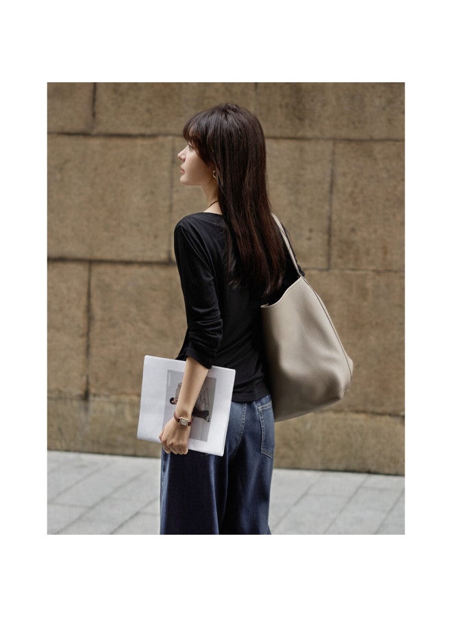 Mt Autumn Lightweight French Wide-edge Boat Collar Thin Simple Comfortable Elastic Long-sleeve Women's T-shirt - Image 5