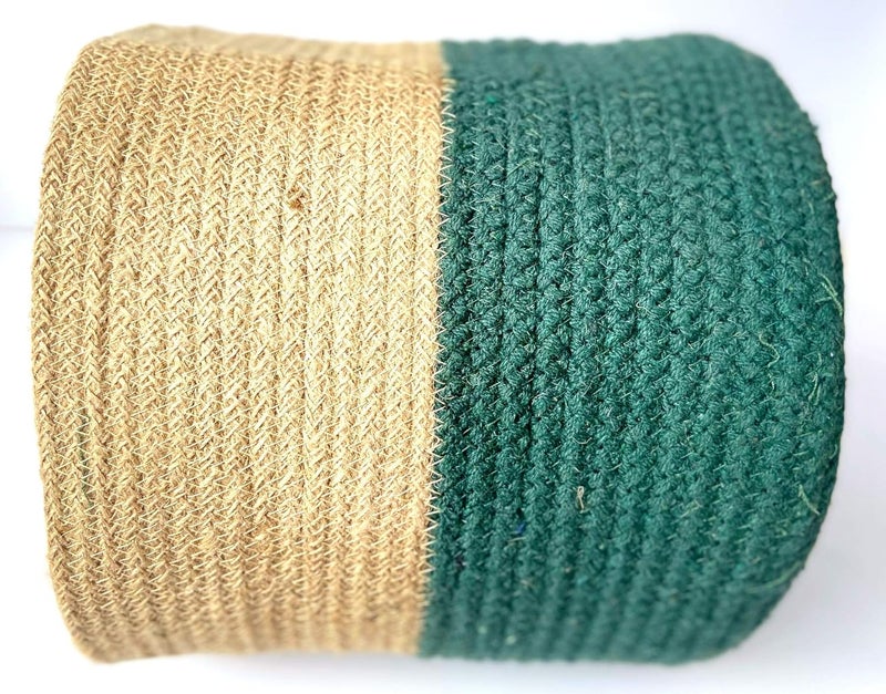 pepme pepme Home Jute Cotton Basket Planter Basket for Home MultiPurpose Storage Bag for Bathroom Living Room Laundry Toys Green 8 10 12 Inches Set of 3  - Image 5
