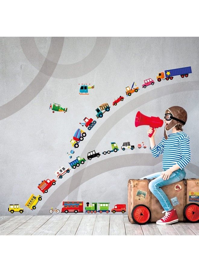 Decowall - Ds8004 Transports Kids Wall Stickers Wall Decals Peel And Stick Removable For Kids Nursery Bedroom Living Room (Small) Décor - Image 1