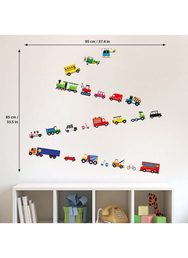 Decowall - Ds8004 Transports Kids Wall Stickers Wall Decals Peel And Stick Removable For Kids Nursery Bedroom Living Room (Small) Décor - Image 1