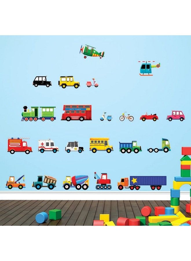 Decowall - Ds8004 Transports Kids Wall Stickers Wall Decals Peel And Stick Removable For Kids Nursery Bedroom Living Room (Small) Décor - Image 1