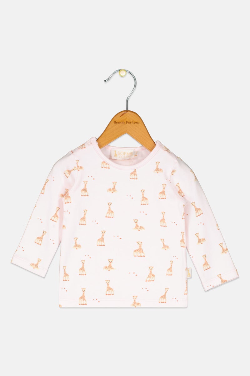 Sophie la girafe Toddlers Girl Long Sleeve Animal Print Top, Multicolor - Image 1