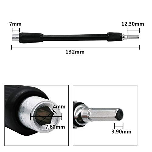 Mayata 1 set of 4mm Flexible Bendable Extended Extension Magnetic Shaft Screwdriver Bit Holder 4mm Hex Drive Drill Bit Universal Extension Rod - Image 2