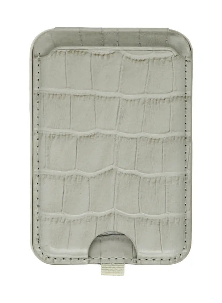 A-CASE Card Holder, KESEM series Magnetic compatible Genuine Leather Card Holder with Stand for Smart Phone - GRAY - Image 1