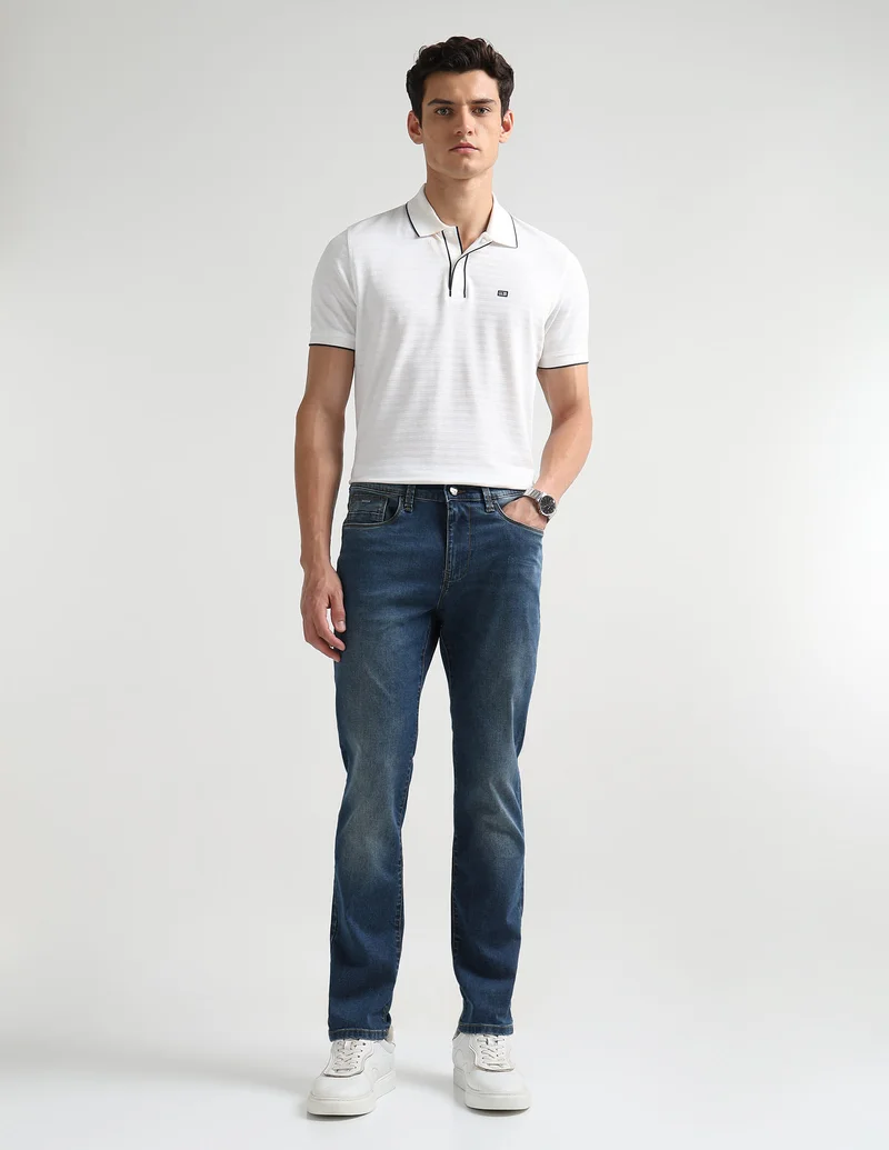 Arrow Indigo Soho Slim Tapered Fit Mid Rise Jeans for Men | Best Price UAE