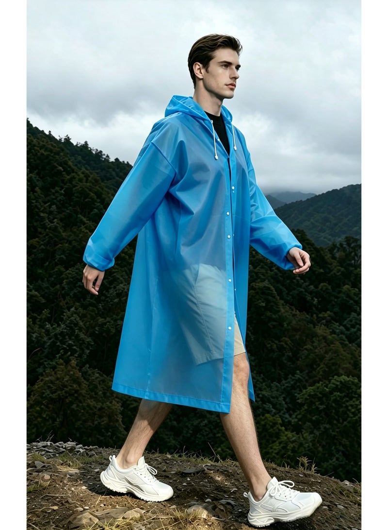 TDAO 2 Pack Outdoors Heavy Raincoats, Rain Poncho for Adults, Adult Raincoat, Rain Poncho, Portable EVA Raincoat with Hood Reusable Rain Coats Emergency Camping Survival Kits, Waterproof with Hoods and Sleeves Lightweight Rain Jacket for Women Men, Sports, Outdoor Travel, and Other Occasions Regular Size, Blue/Pink - Image 3