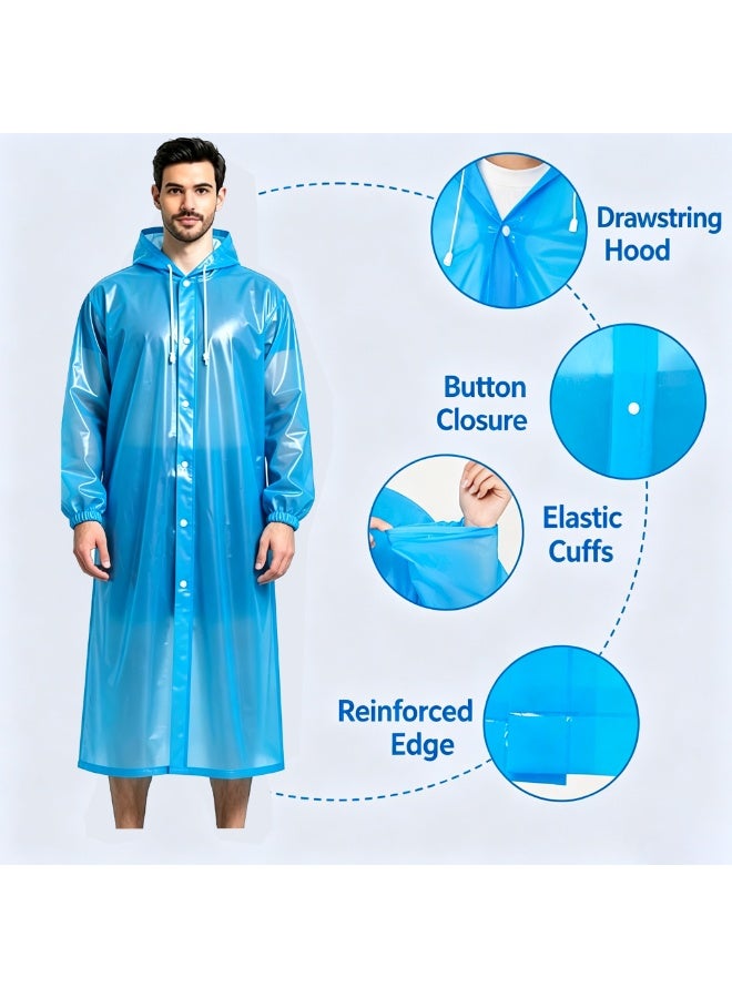 TDAO 2 Pack Outdoors Heavy Raincoats, Rain Poncho for Adults, Adult Raincoat, Rain Poncho, Portable EVA Raincoat with Hood Reusable Rain Coats Emergency Camping Survival Kits, Waterproof with Hoods and Sleeves Lightweight Rain Jacket for Women Men, Sports, Outdoor Travel, and Other Occasions Regular Size, Blue/Pink - Image 2