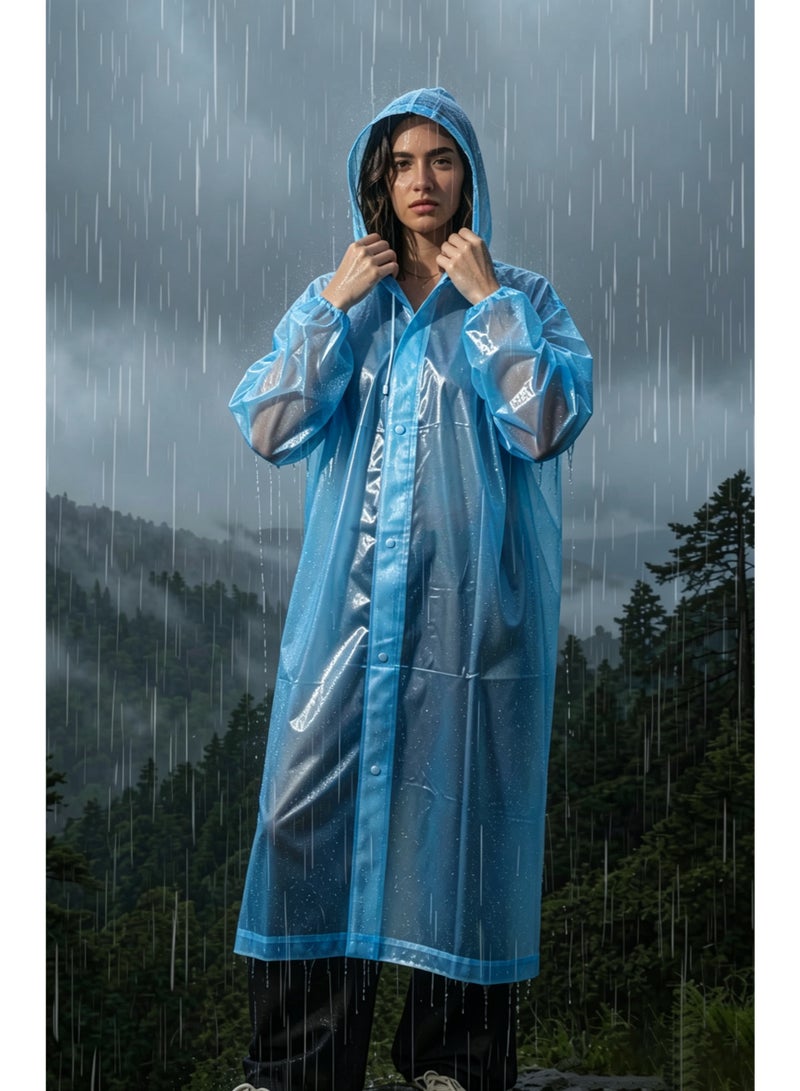 TDAO 2 Pack Outdoors Heavy Raincoats, Rain Poncho for Adults, Adult Raincoat, Rain Poncho, Portable EVA Raincoat with Hood Reusable Rain Coats Emergency Camping Survival Kits, Waterproof with Hoods and Sleeves Lightweight Rain Jacket for Women Men, Sports, Outdoor Travel, and Other Occasions Regular Size, Blue/Pink - Image 4