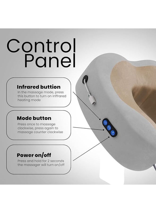 وسادة تدليك الرقبة من الميموري فوم النقي – دعم محمول وقابل للشحن – مسند رأس لتسكين الآلام في الطائرات، السفر، المنزل والمكتب - Image 3