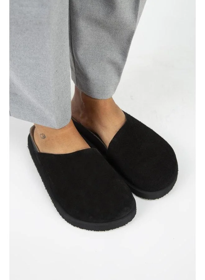 Manijero  Ateshi Women's Real Leather Flat Sandal Black Slipper for Women | Best Price UAE