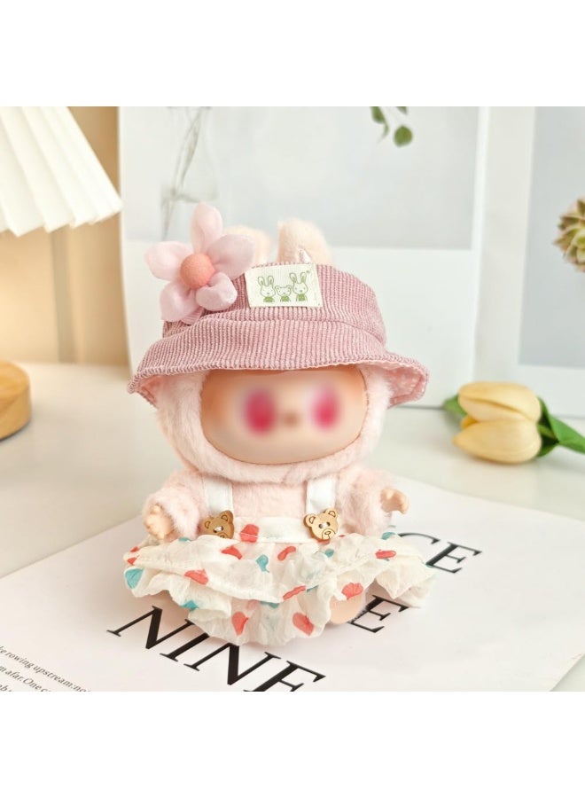 17cm Doll Clothes Set (No Doll), 3 Pieces Dress Outfit Set for 6.7inch Doll Suit, Fashion Chic Hat & Clothes Accessories for 1st/2nd/3rd Gen Doll Play (pink) - Image 3