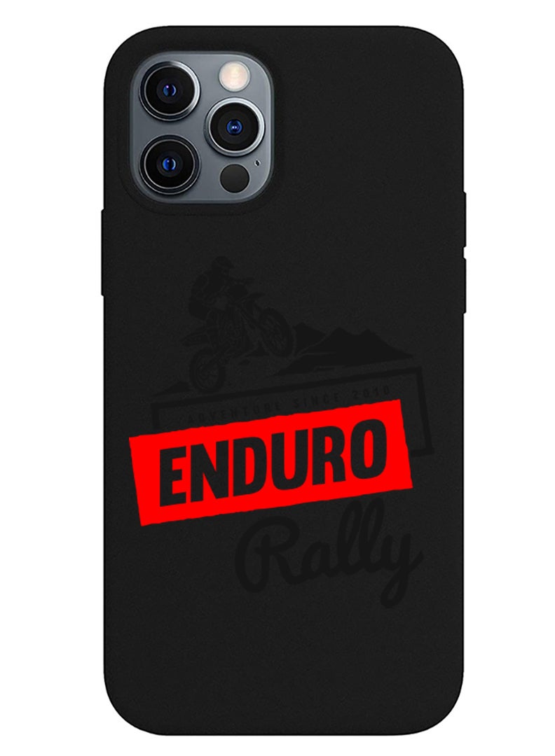 Theodor Protective Slim Fit Case Liquid Silicone Cover with Full Body Protection Anti-Scratch Shockproof Case For iPhone 12 Pro Black  - FORZA371 Caution Travelling at anytime copy - Image 1