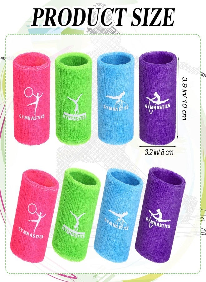 Blosssound 4 Pairs 3.9 Inch Gymnastics Sports Wristbands for Kids Wrist Sweatbands Polyester Cotton Wrist Bands Sweat Band for Gym(Blue, Purple, Green, Pink) - Image 2