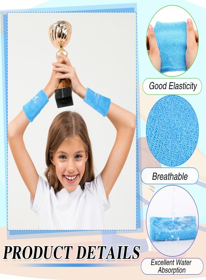 Blosssound 4 Pairs 3.9 Inch Gymnastics Sports Wristbands for Kids Wrist Sweatbands Polyester Cotton Wrist Bands Sweat Band for Gym(Blue, Purple, Green, Pink) - Image 3