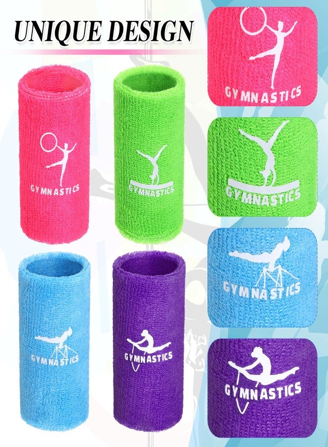 Blosssound 4 Pairs 3.9 Inch Gymnastics Sports Wristbands for Kids Wrist Sweatbands Polyester Cotton Wrist Bands Sweat Band for Gym(Blue, Purple, Green, Pink) - Image 4