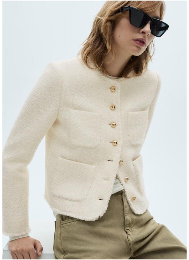 MANGO Tweed Jacket With Jewel Buttons  - Image 3