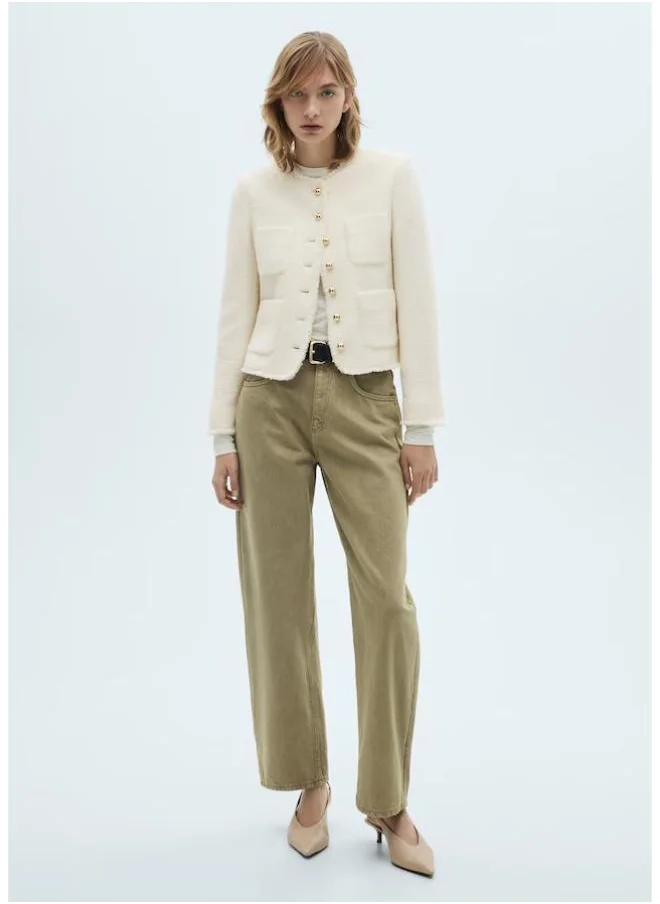 MANGO Tweed Jacket With Jewel Buttons