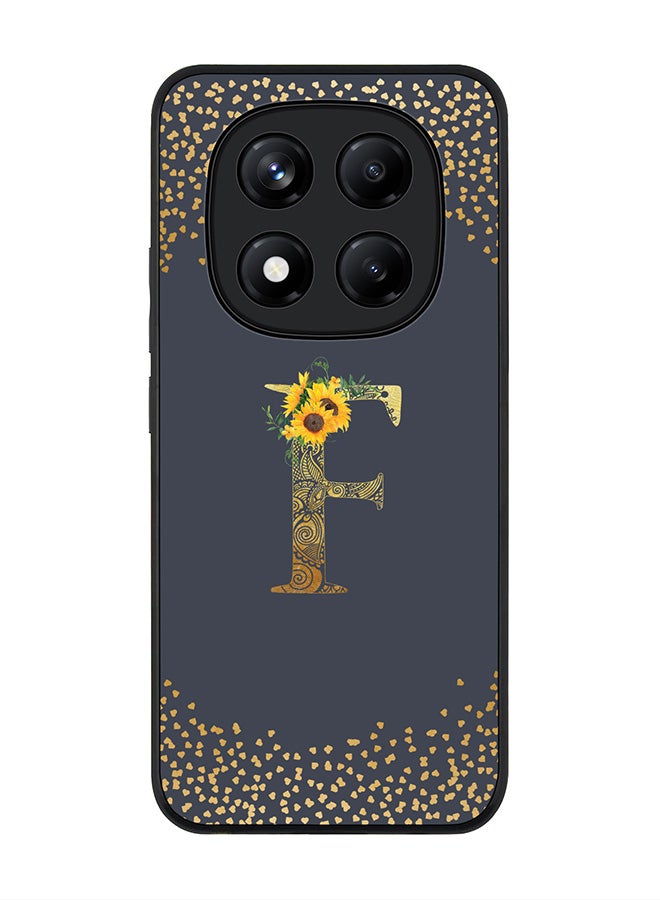 Stylizedd For Xiaomi Redmi Note 14 Pro 4G 4G Case,Slim fit Camera Protection, Shockproof Thin Phone cover  - Custom Floral Monogram - F  (Grey ) - Image 1