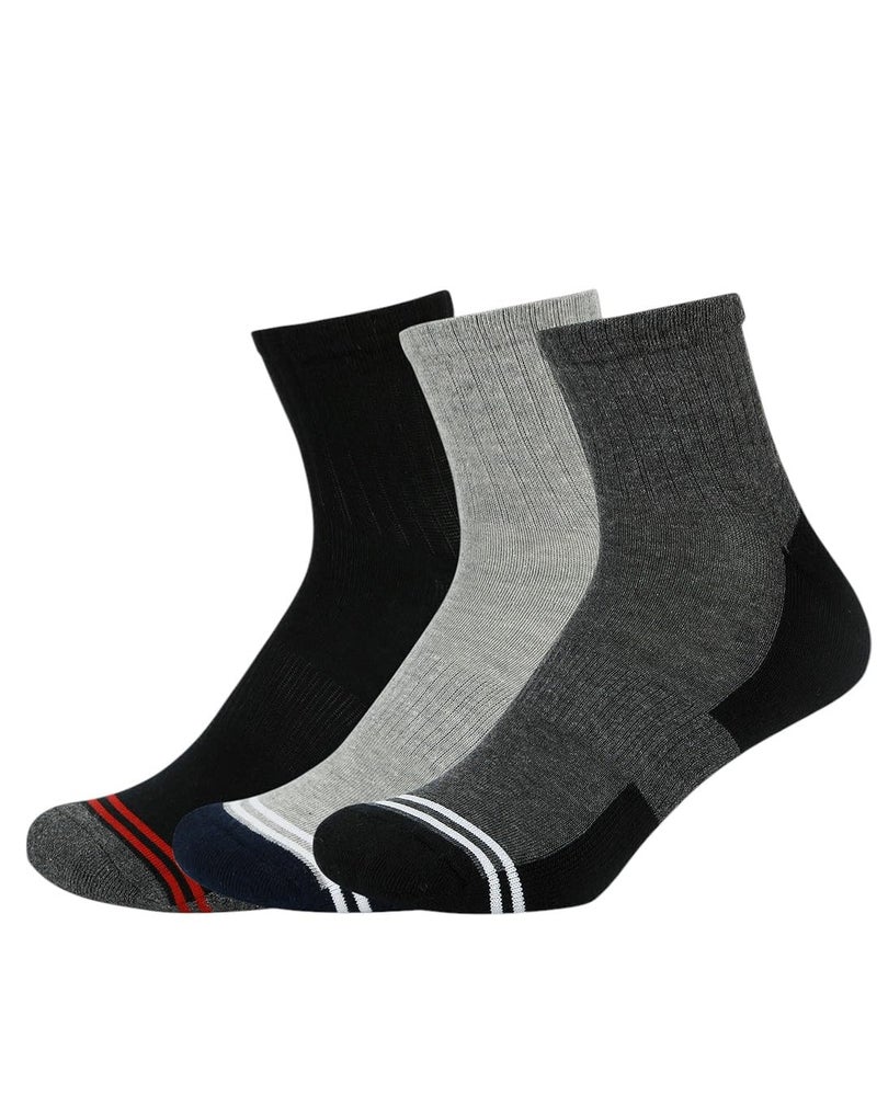 BALENZIA SocksXpress Men's Cushioned High Ankle Sports/Gym Socks (Free Size) Made with 100% Cotton & Spandex. Pack of 3 (Multicolour) | Terry/Towel Ankle Socks for Men. - Image 2