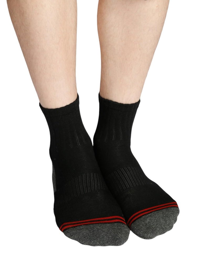 BALENZIA SocksXpress Men's Cushioned High Ankle Sports/Gym Socks (Free Size) Made with 100% Cotton & Spandex. Pack of 3 (Multicolour) | Terry/Towel Ankle Socks for Men. - Image 3