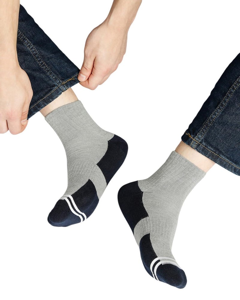 BALENZIA SocksXpress Men's Cushioned High Ankle Sports/Gym Socks (Free Size) Made with 100% Cotton & Spandex. Pack of 3 (Multicolour) | Terry/Towel Ankle Socks for Men. - Image 4