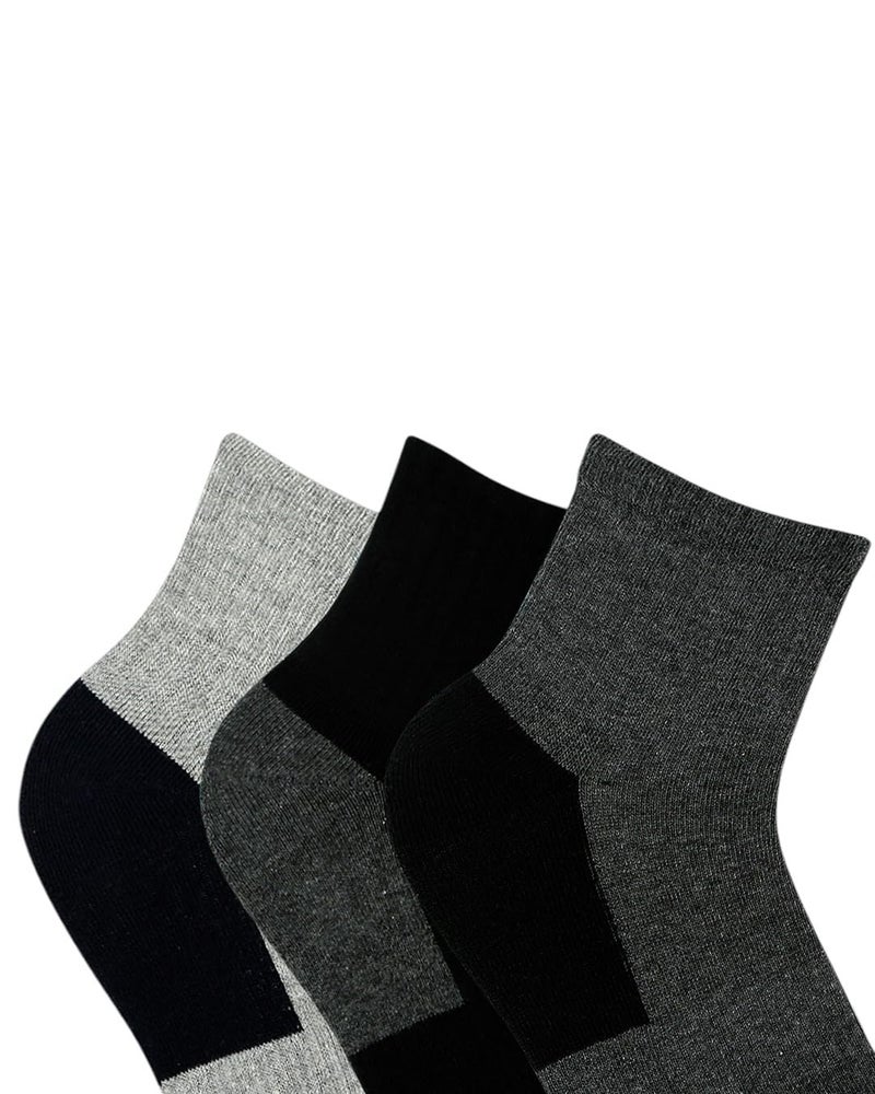 BALENZIA SocksXpress Men's Cushioned High Ankle Sports/Gym Socks (Free Size) Made with 100% Cotton & Spandex. Pack of 3 (Multicolour) | Terry/Towel Ankle Socks for Men. - Image 5