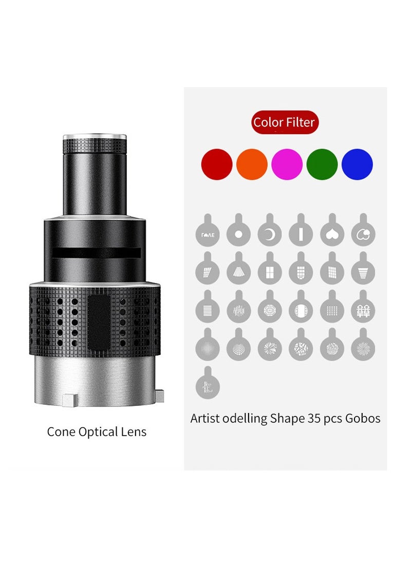Generic - Flash Snoot Conical Lens, Video Artist Modelling Shape Photo Studio Light Kit, with Optical Spotlight Lens 35 Gobos - Image 1