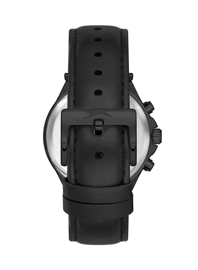 Slazenger Men's Quartz Movement Watch, Multi Function Display and Leather Strap - SL.9.6558.2.02, Black