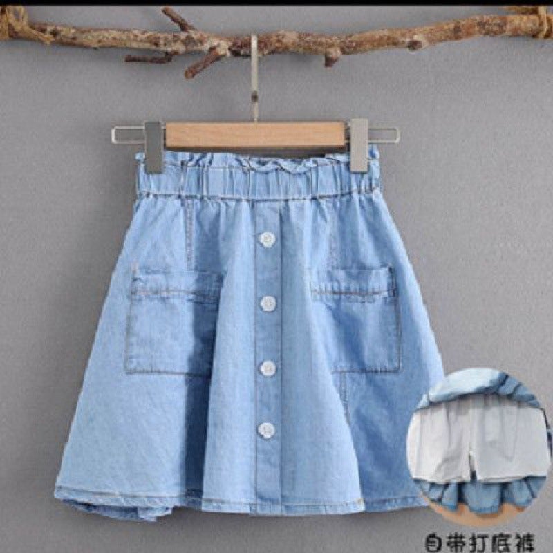 Girls' Skirt Denim Skirt Summer Thin 2023 New Style Western Style All-Match Girls' Children'S Skirt - Image 4