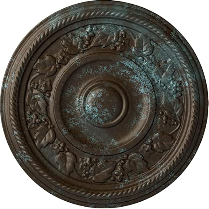 CM16TYBBS TYRONE CEILING MEDALLION, 16 1/8"OD X 3/4"P (FITS CANOPIES UP TO 6 3/4"), HAND-PAINTED BRONZE BLUE PATINA - Image 1